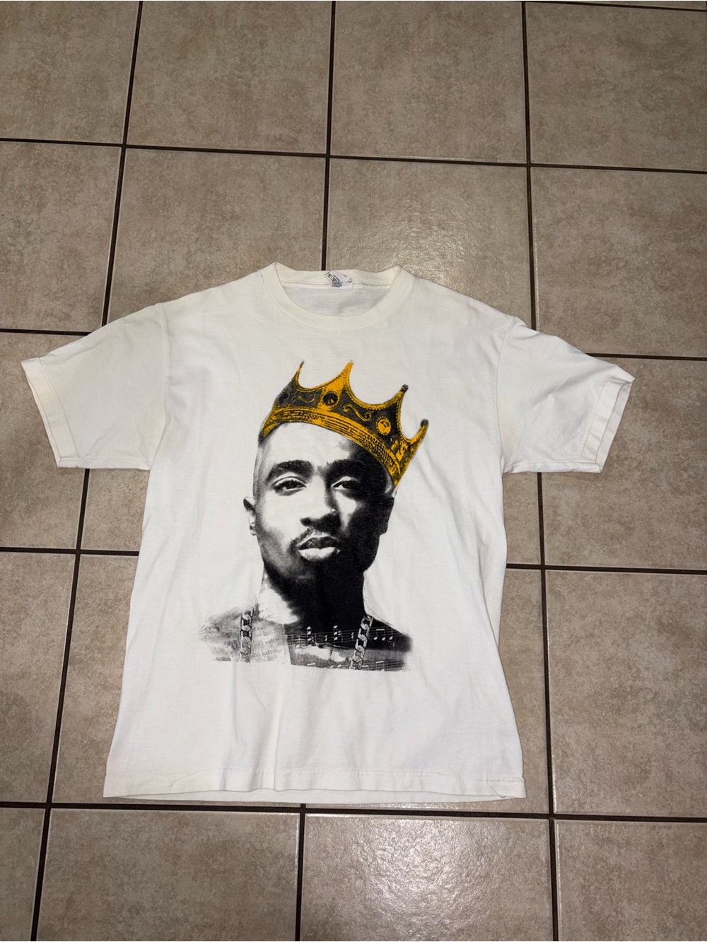 Vintage Y2K Tupac Shakur Crown HipHip T Shirt medium white